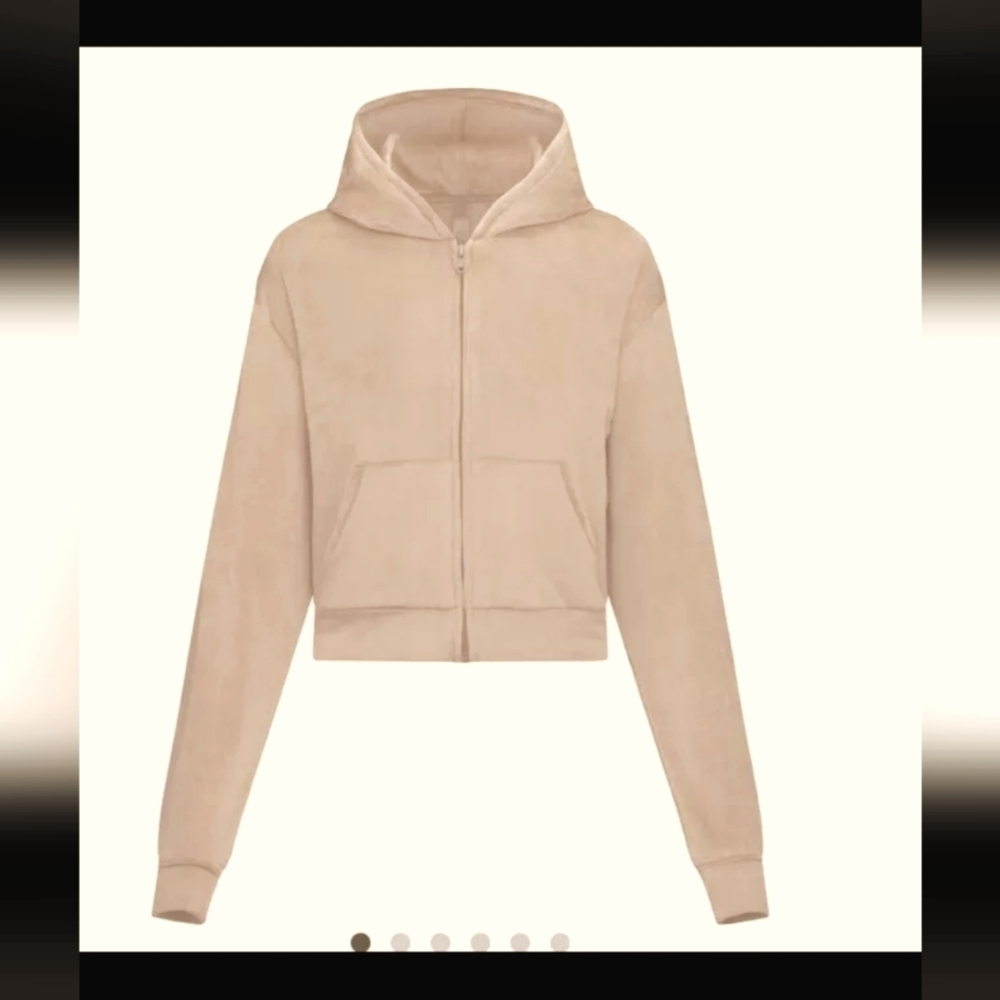 New Women's SKIMS Velour Sweater Hoodie DSK Size 3XL Gym Crop Sport Dusk